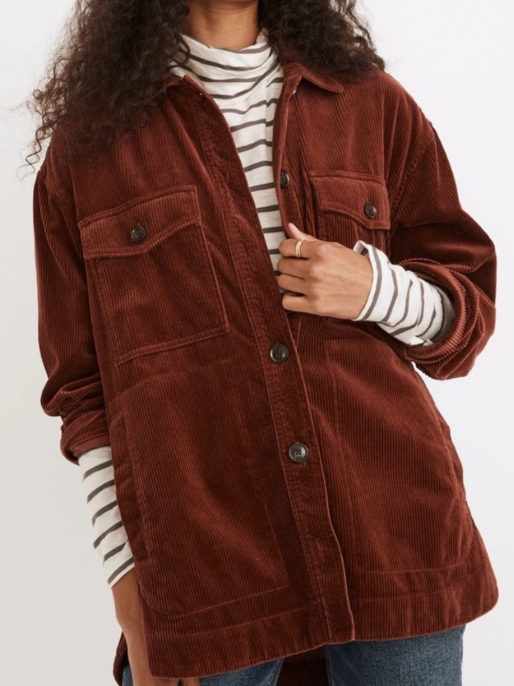 Madewell Corduroy Yorkway Shirt Jacket Shacket in Stained Mahagoney XS